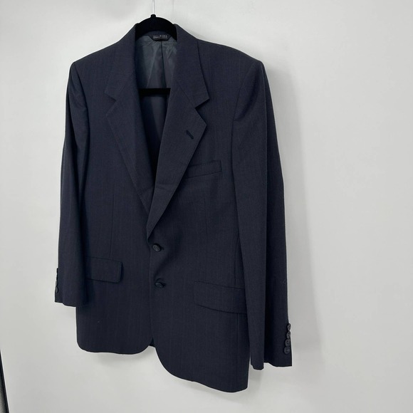 Lanvin Paris Vintage Blazer Lapel Collar Two Buttoned Long Sleeve Gray Size 40R - Picture 2 of 11